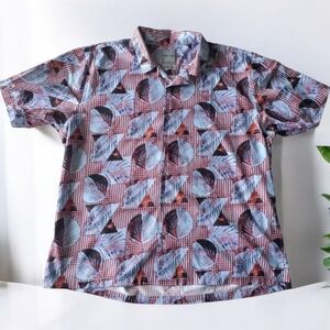 Stitch Note Shirt Mens Sz XXL Short Sleeve Egyptian Cotton Button Down Geometric